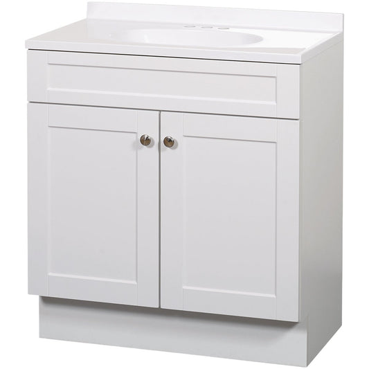 Zenith Zenna Home White 36 In. W x 35 In. H x 18 In. D Shaker Vanity with White Cultured Marble Top