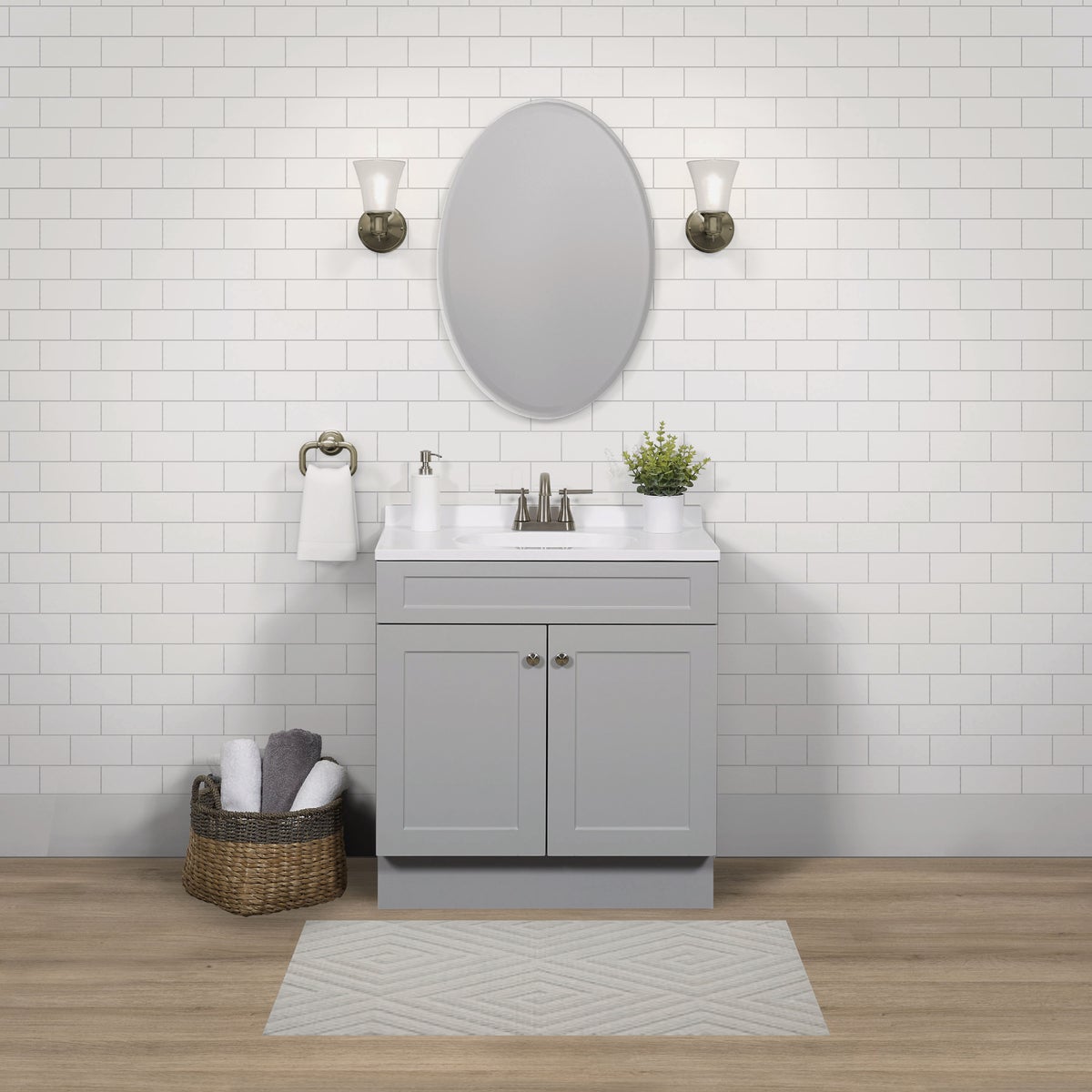 Zenith Zenna Home Cool Gray 36 In. W x 35 In. H x 18 In. D Shaker Vanity with White Cultured Marble Top