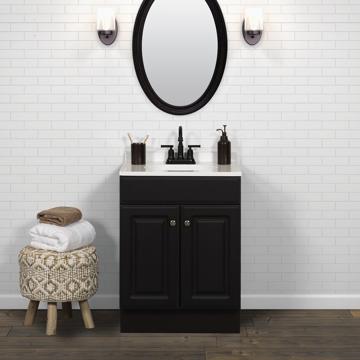 Zenith Zenna Home Espresso 24 In. W x 35 In. H x 18 In. D Vanity with White Cultured Marble Top