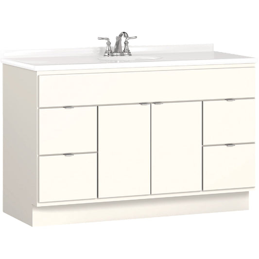 Bertch Riverside 48 In. W x 34-1/2 In. H x 21 In. D White Vanity Base, 2 Door/4 Drawer