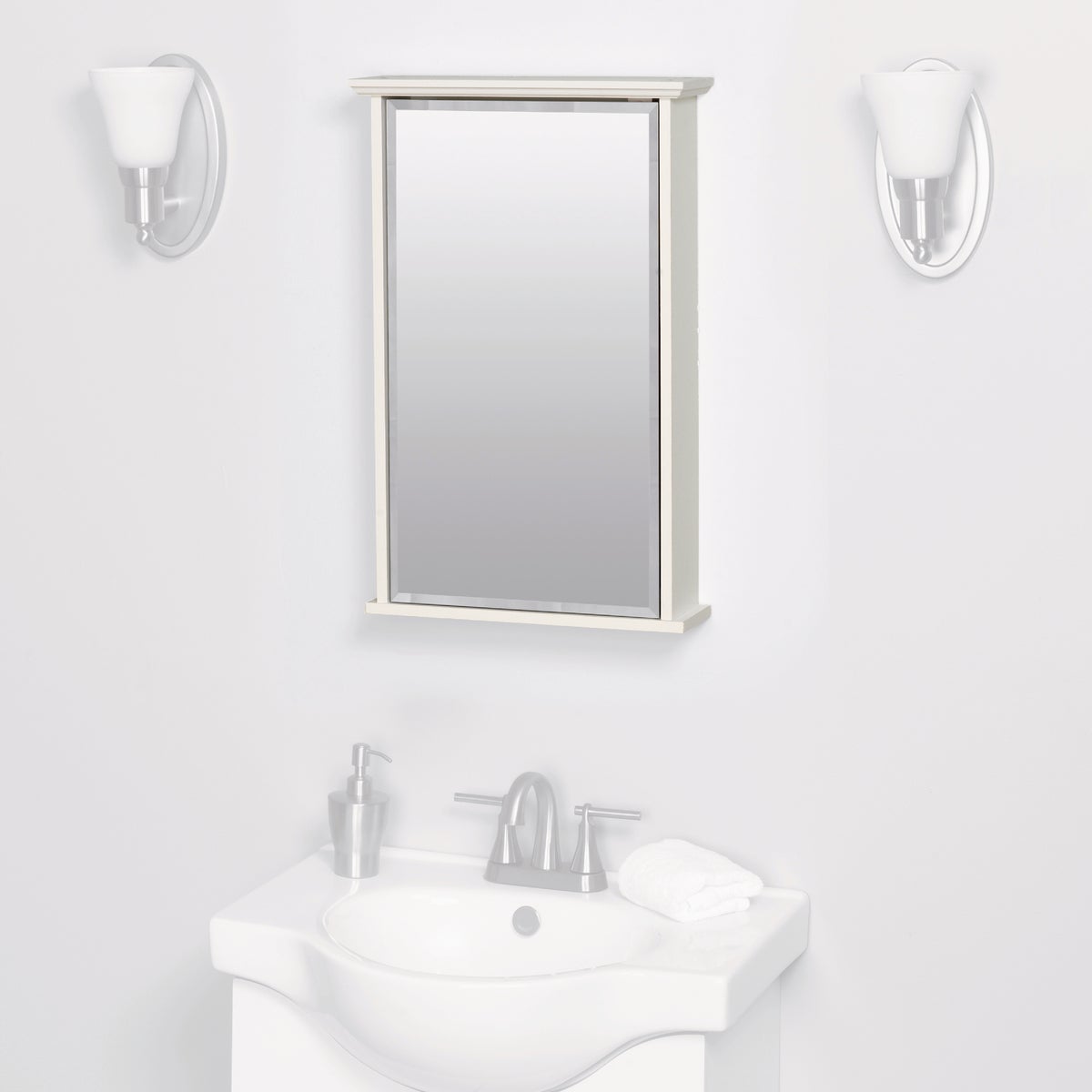 Zenith Zenna Home White 16 In. W. x 25 In. H. x 4.63 In. D. Single Mirror Surface Mount Crown Pediment Medicine Cabinet