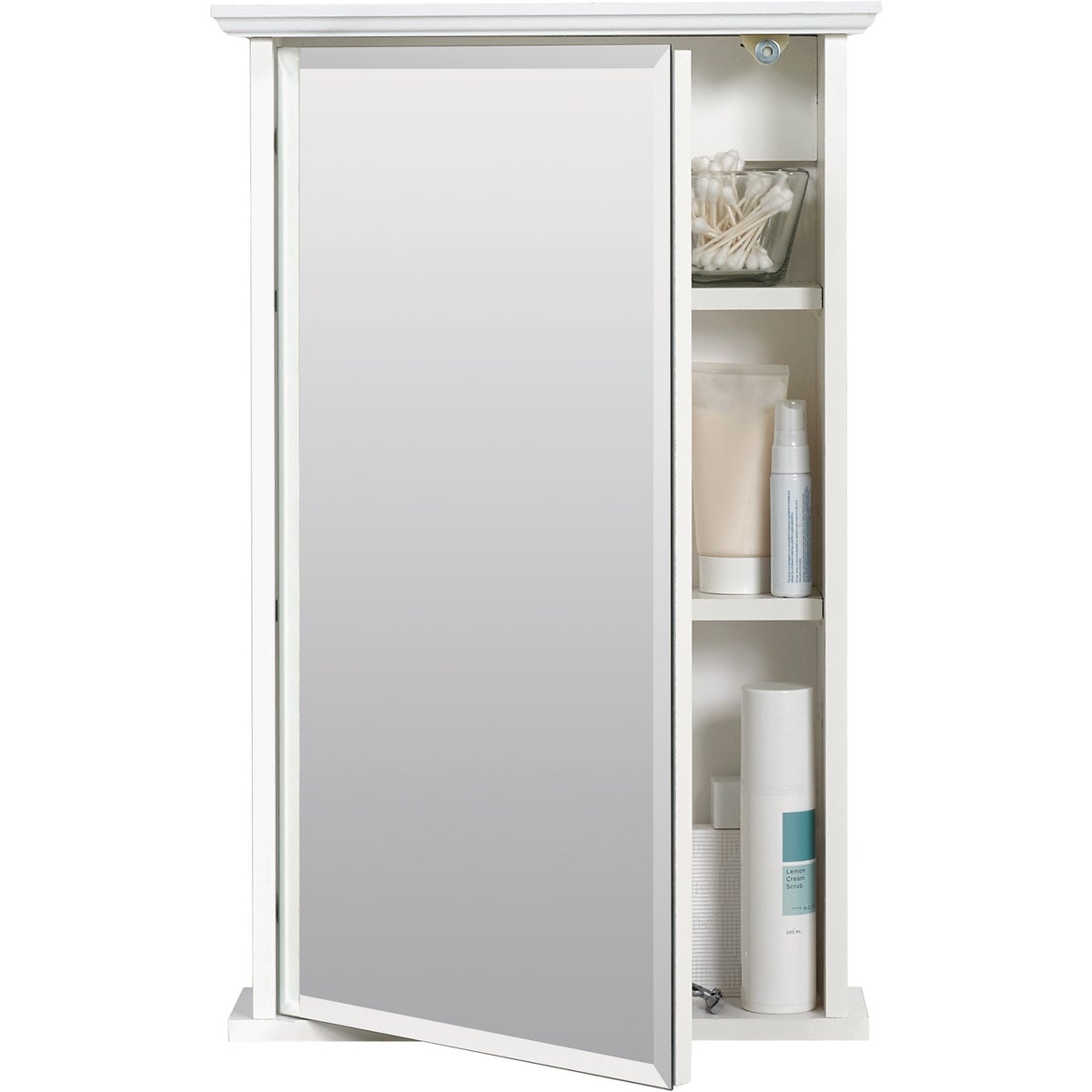 Zenith Zenna Home White 16 In. W. x 25 In. H. x 4.63 In. D. Single Mirror Surface Mount Crown Pediment Medicine Cabinet