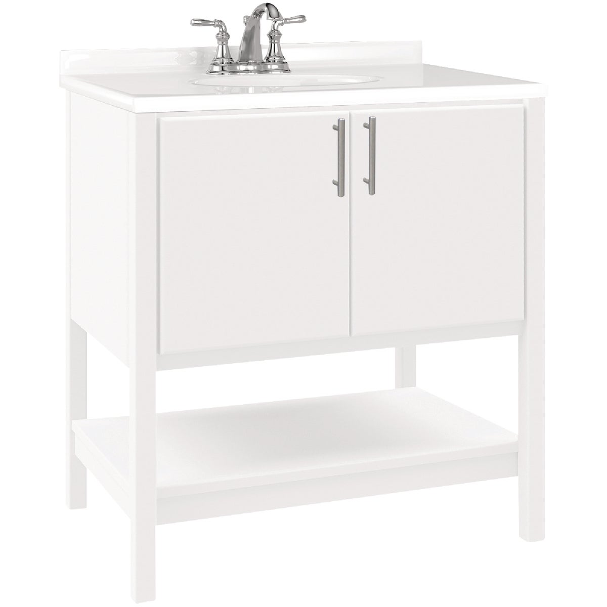 Bertch Essence 30 In. W x 34-1/2 In. H x 21 In. D White Furniture Style Vanity Base, 2 Door