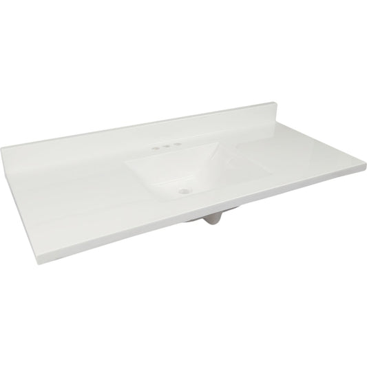 Modular Vanity Tops 49 In. W x 22 In. D Solid White Cultured Marble Vanity Top with Rectangular Wave Bowl