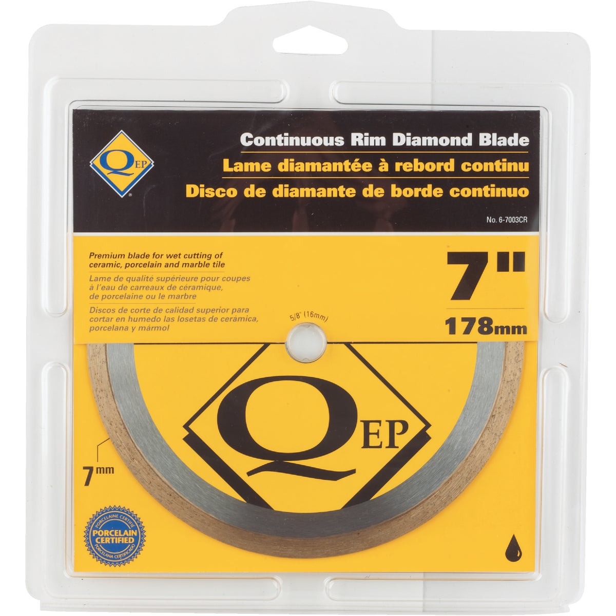 QEP 7 In. Continuous Rim Wet Cut Diamond Blade