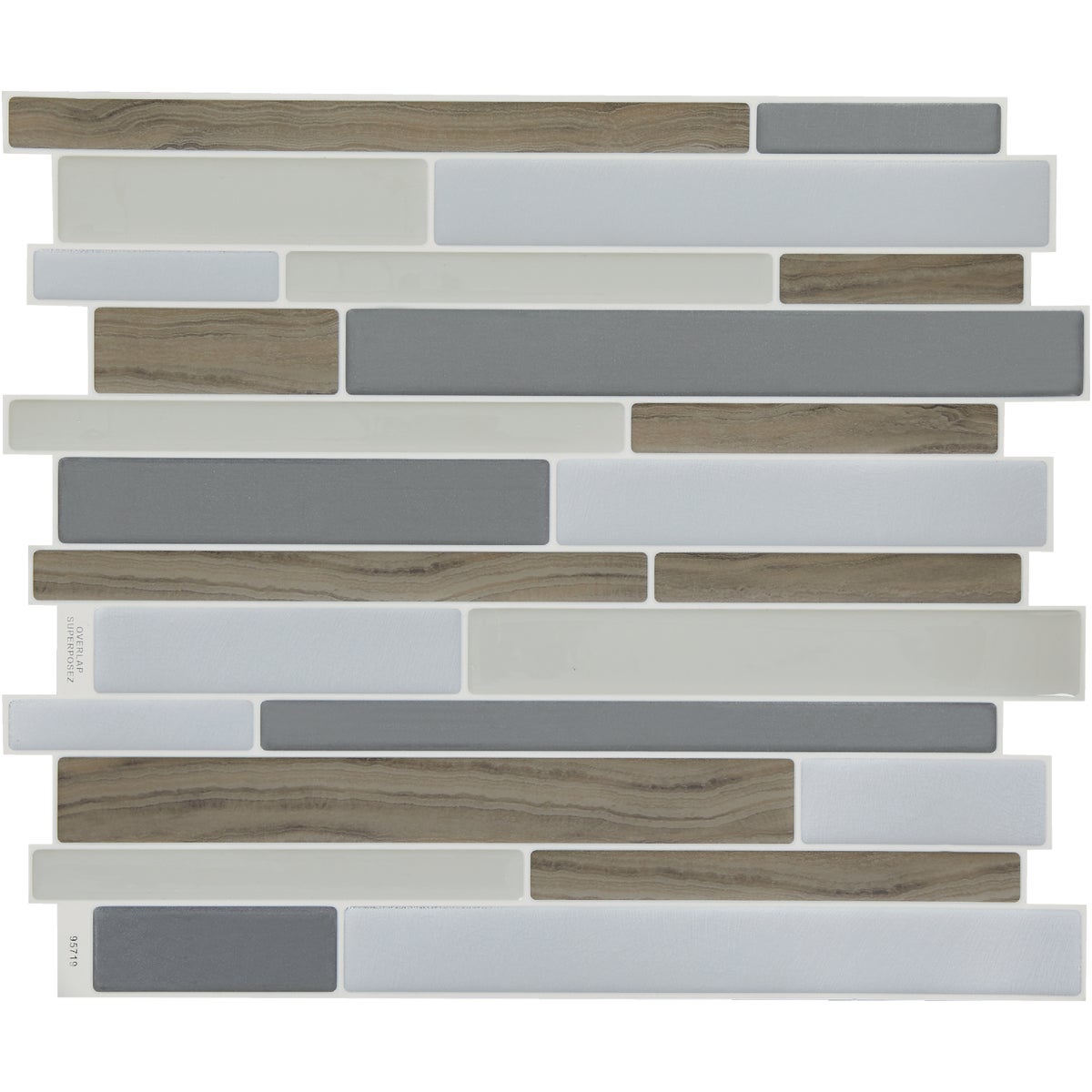 Smart Tiles Approx. 9 In. x 11 In. Glass-Like Vinyl Backsplash Peel & Stick, Milano Argento Mosaic