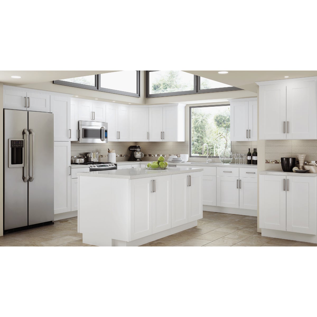 Continental Cabinets Andover Shaker 18 In. W. x 84 In. H. x 24 In. D. White Thermofoil Pantry Kitchen Cabinet