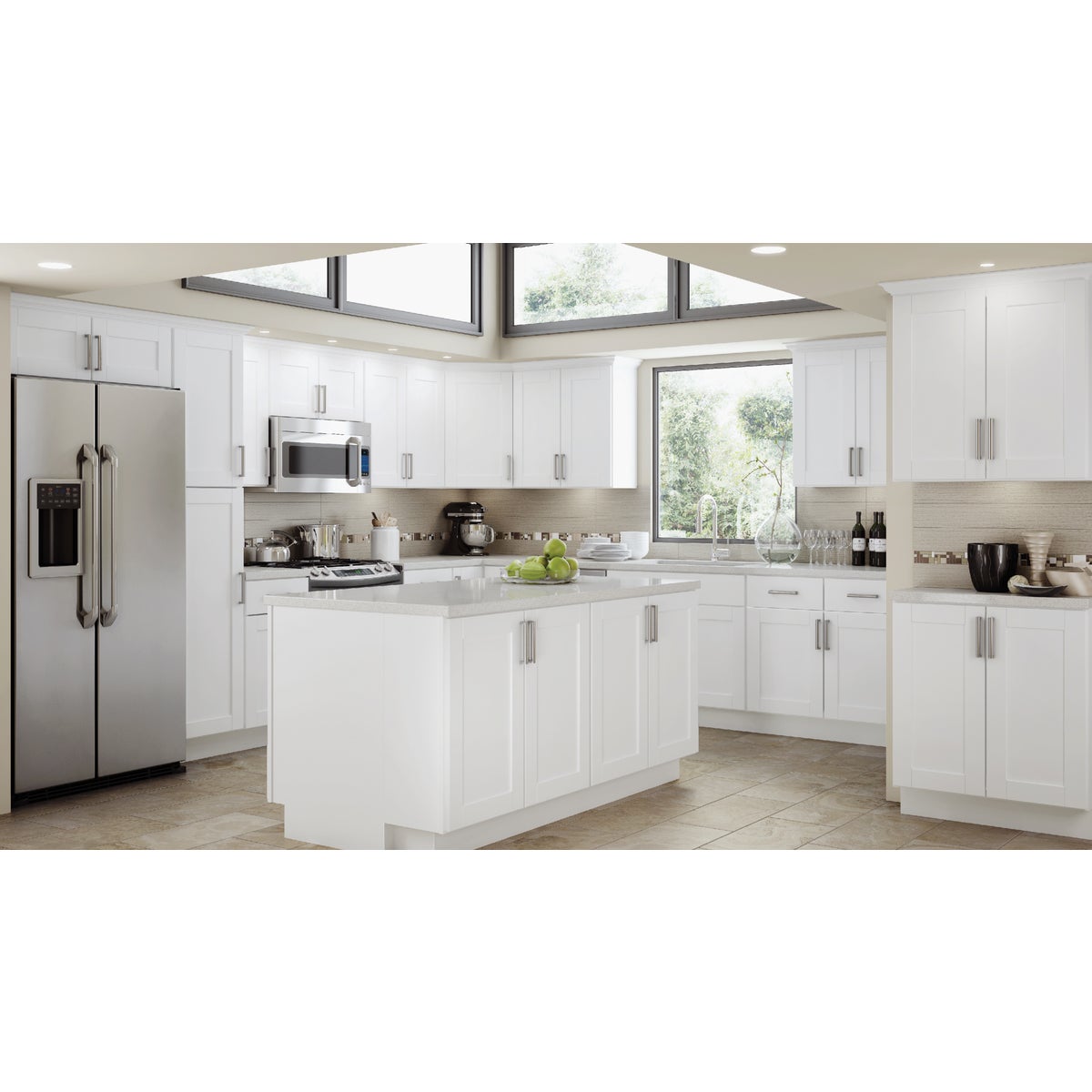 Continental Cabinets Andover Shaker 30 In. W x 34 In. H x 24 In. D White Thermofoil Base Kitchen Cabinet