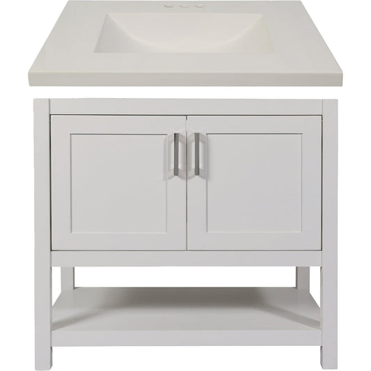 Modular Monaco White 36 In. W x 34-1/2 In. H x 21 In. D Vanity with White Cultured Marble Top