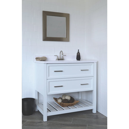 Modular Sorrento White 37 In. W x 34-1/2 In. H x 22 In. D Vanity with White Cultured Marble Top