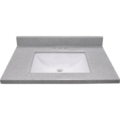 Modular Vanity Tops 31 In. W x 22 In. D Pewter Cultured Marble Vanity Top with Rectangular Wave Bowl