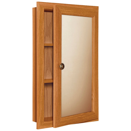 Continental Cabinets Oak 15.75 In. W x 25.75 In. H x 4.75 In. D Single Mirror Surface/Recess Mount Medicine Cabinet