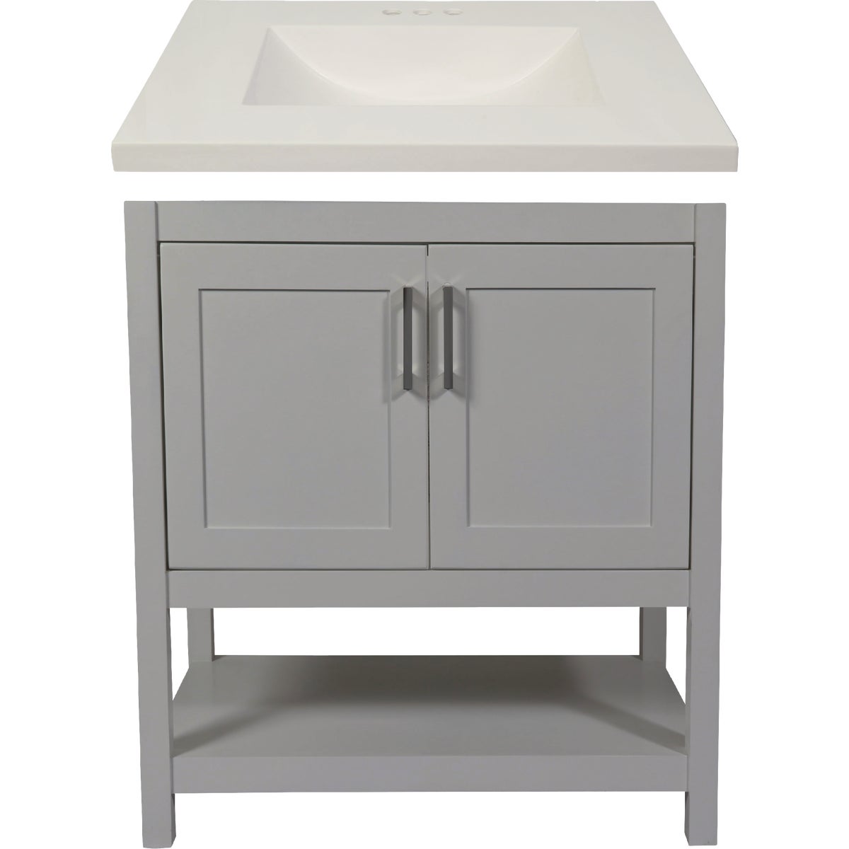 Modular Monaco Gray 30 In. W x 34-1/2 In. H x 21 In. D Vanity with White Cultured Marble Top