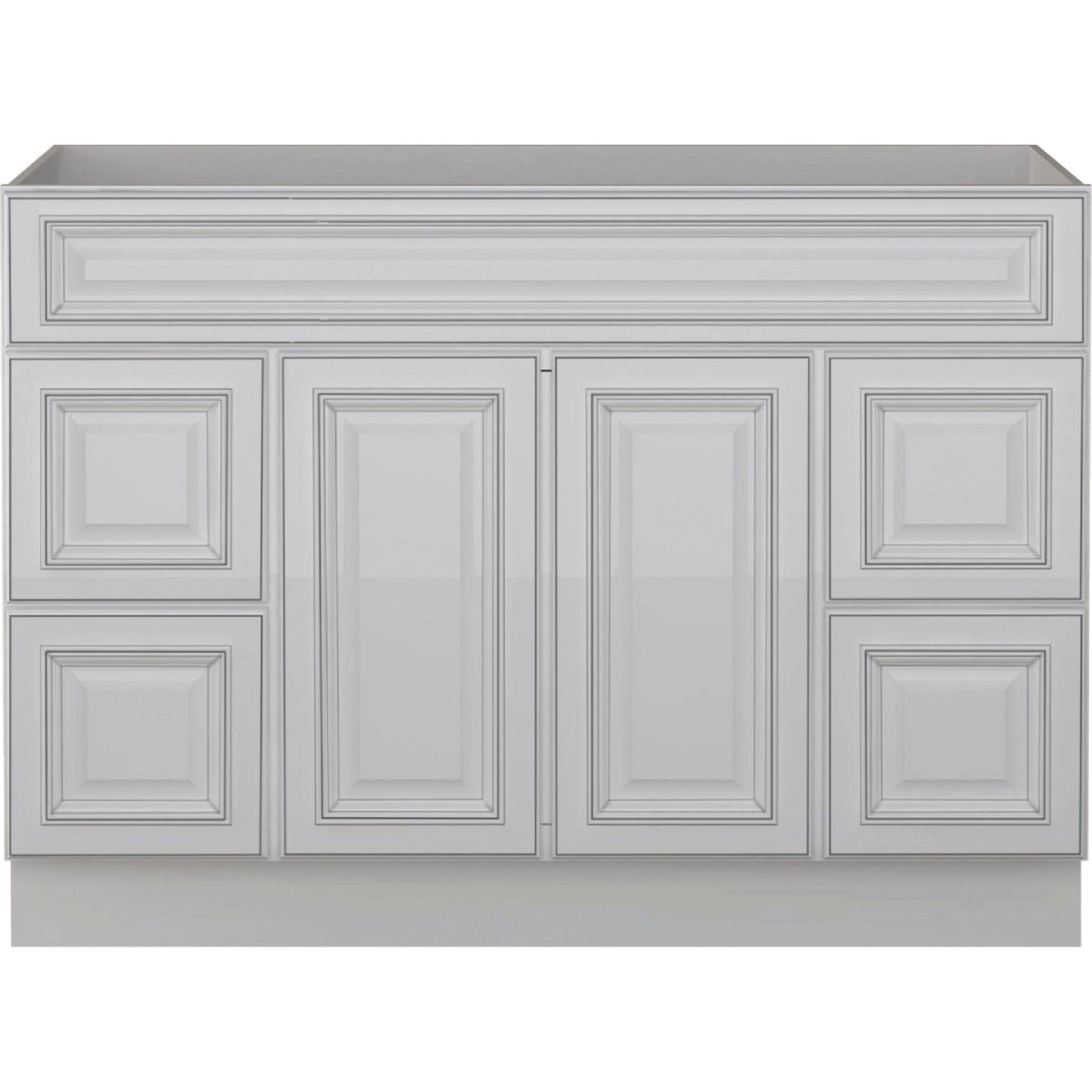 Sunny Wood Riley White with Dover Glaze 48 In. W x 34-1/2 In. H x 21 In. D Vanity Base, 2 Door/4 Drawer