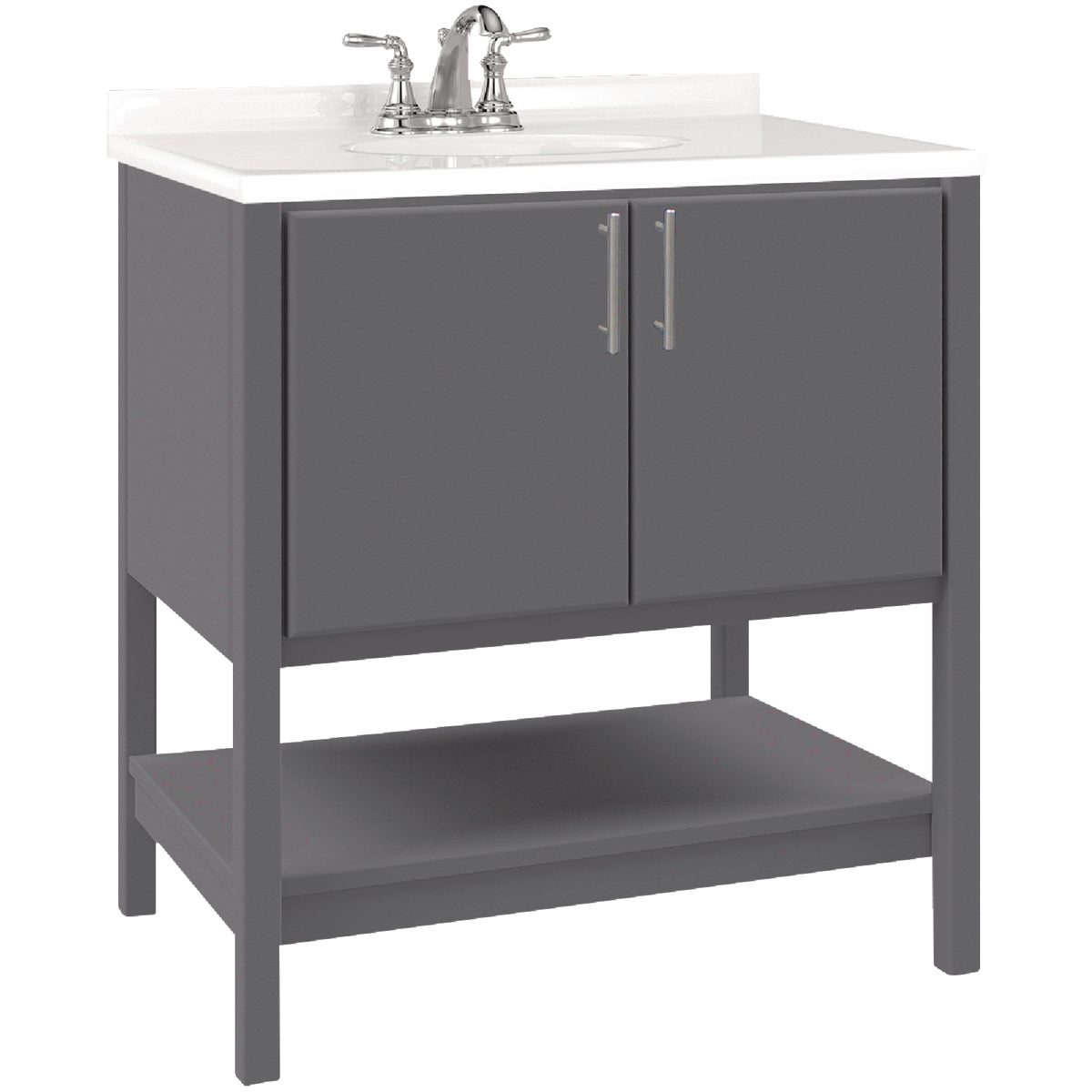 Bertch Essence 30 In. W x 34-1/2 In. H x 21 In. D Graphite Furniture Style Vanity Base, 2 Door