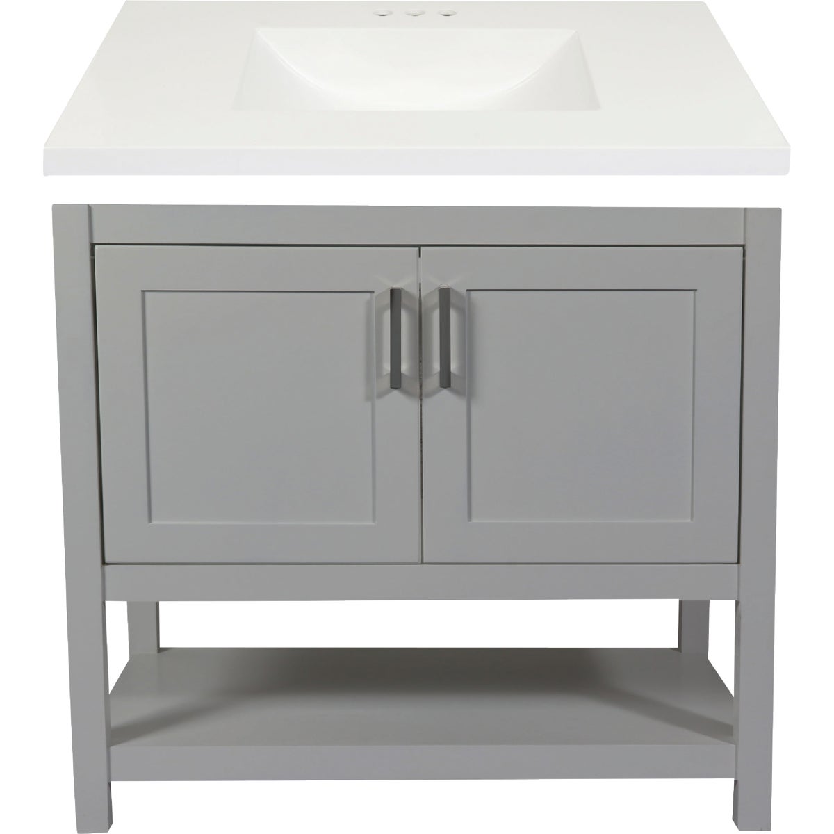 Modular Monaco Gray 36 In. W x 34-1/2 In. H x 21 In. D Vanity with White Cultured Marble Top