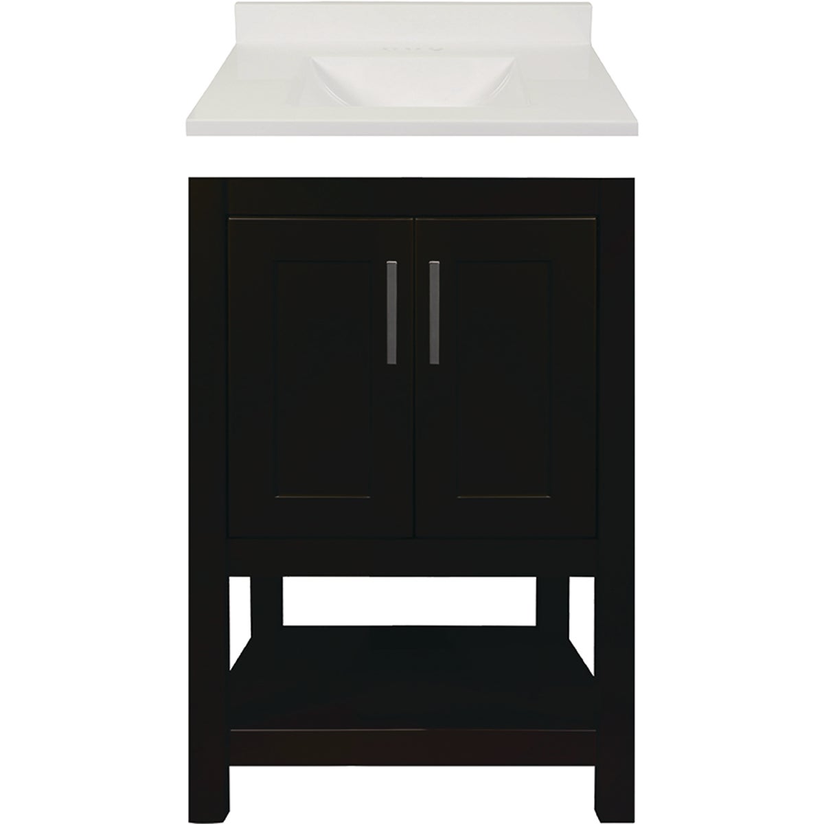 Modular Monaco Espresso 24 In. W x 34-1/2 In. H x 18 In. D Vanity with White Cultured Marble Top