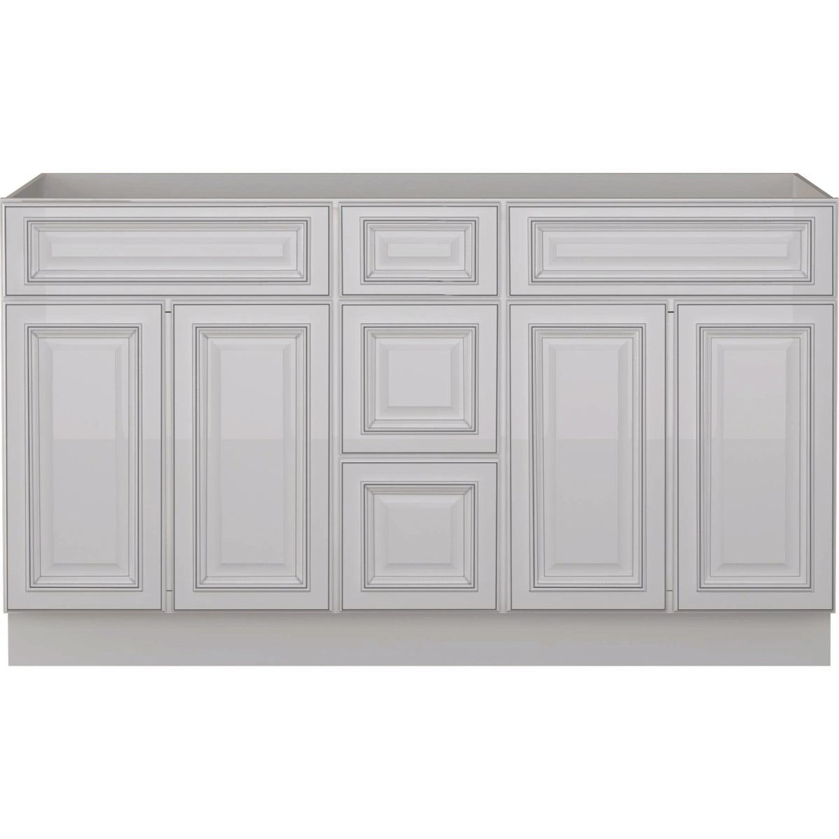 Sunny Wood Riley White with Dover Glaze 60 In. W x 34-1/2 In. H x 21 In. D Vanity Base, 4 Door/2 Drawer