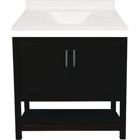 Modular Monaco Espresso 36 In. W x 34-1/2 In. H x 21 In. D Vanity with White Cultured Marble Top