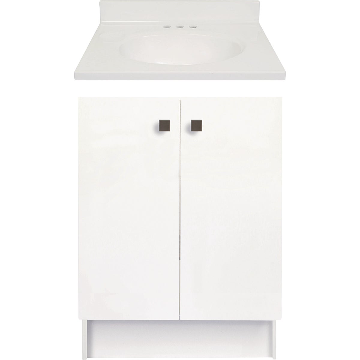 Modular Providence White 24 In. W x 34-1/2 In. H x 18 In. D Vanity with 25 In. W x 19 In. D White Cultured Marble Top