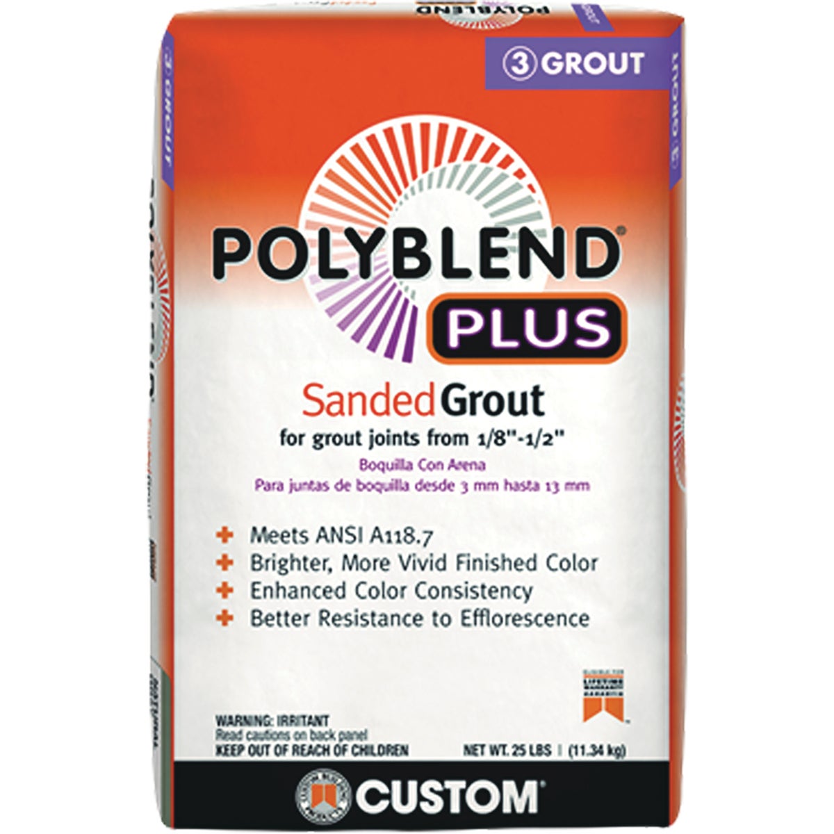 Custom Building Products PolyBlend PLUS 25 Lb. Natural Gray Sanded Tile Grout