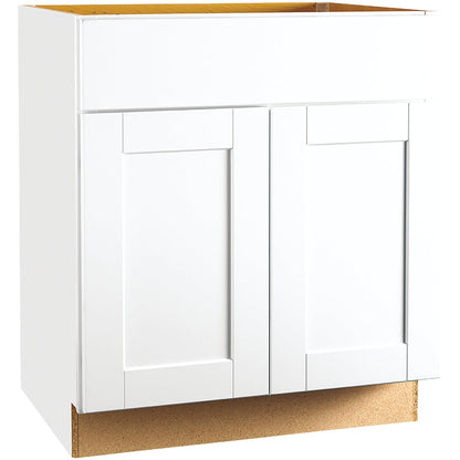 Continental Cabinets Andover Shaker 30 In. W. x 34-1/2 In. H. x 24 In. D. White Thermofoil Sink Base Kitchen Cabinet