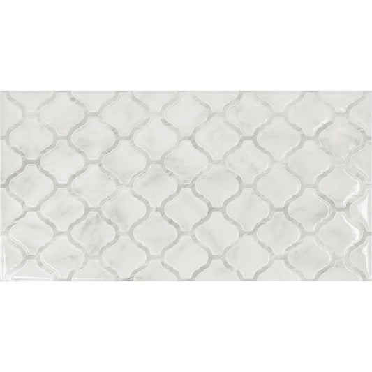 Smart Tiles Approx. 11 In. x 22 In. Glass-Like Vinyl Backsplash Peel & Stick, Arabesco Marble XL (2-Pack)