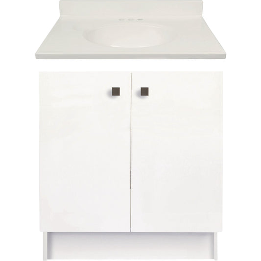 Modular Providence White 30 In. W x 34-1/2 In. H x 18 In. D Vanity with 31 In. W x 19 In. D White Cultured Marble Top