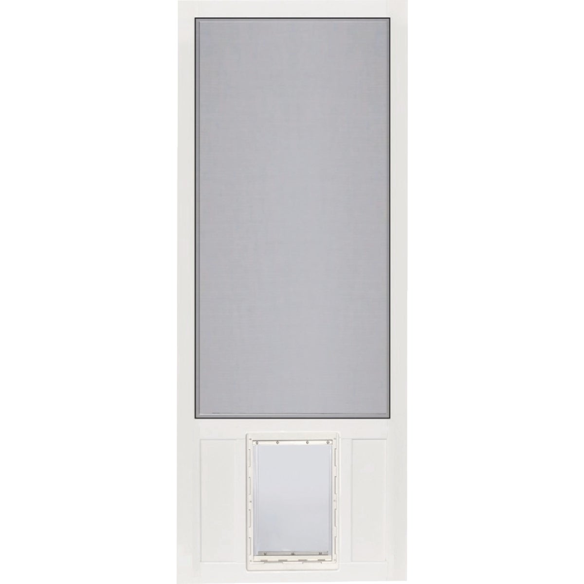 Screen Tight Chesapeake 32 In. W x 80 In. H x 1 In. Thick White Vinyl Screen Door w/XL Pet Door