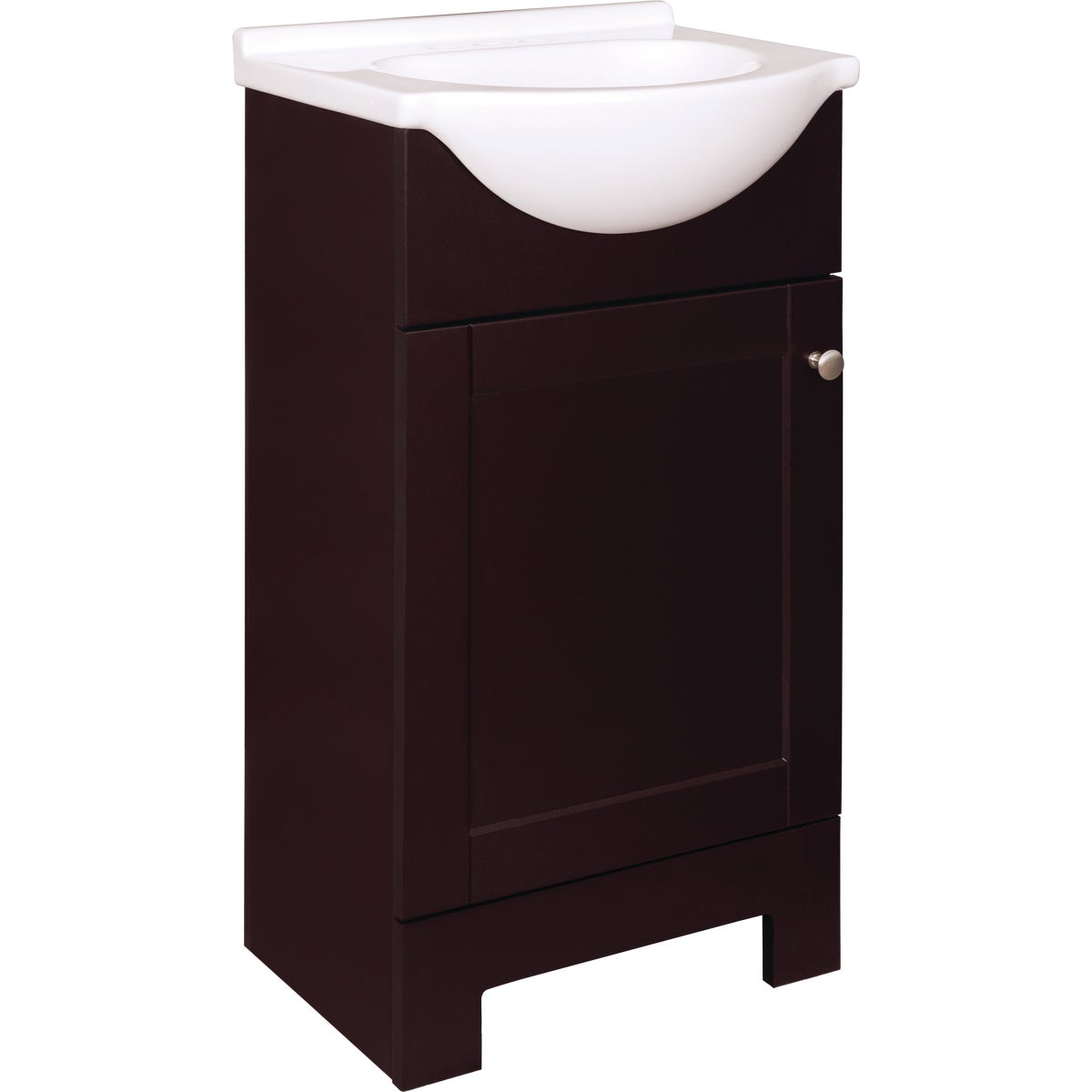 Continental Cabinets European Espresso 18 In. W x 33-1/2 In. H x 12-1/2 In. D Vanity with White Cultured Marble Top