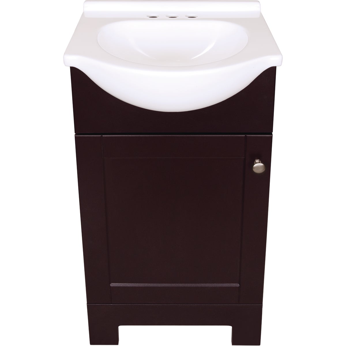 Continental Cabinets European Espresso 18 In. W x 33-1/2 In. H x 12-1/2 In. D Vanity with White Cultured Marble Top