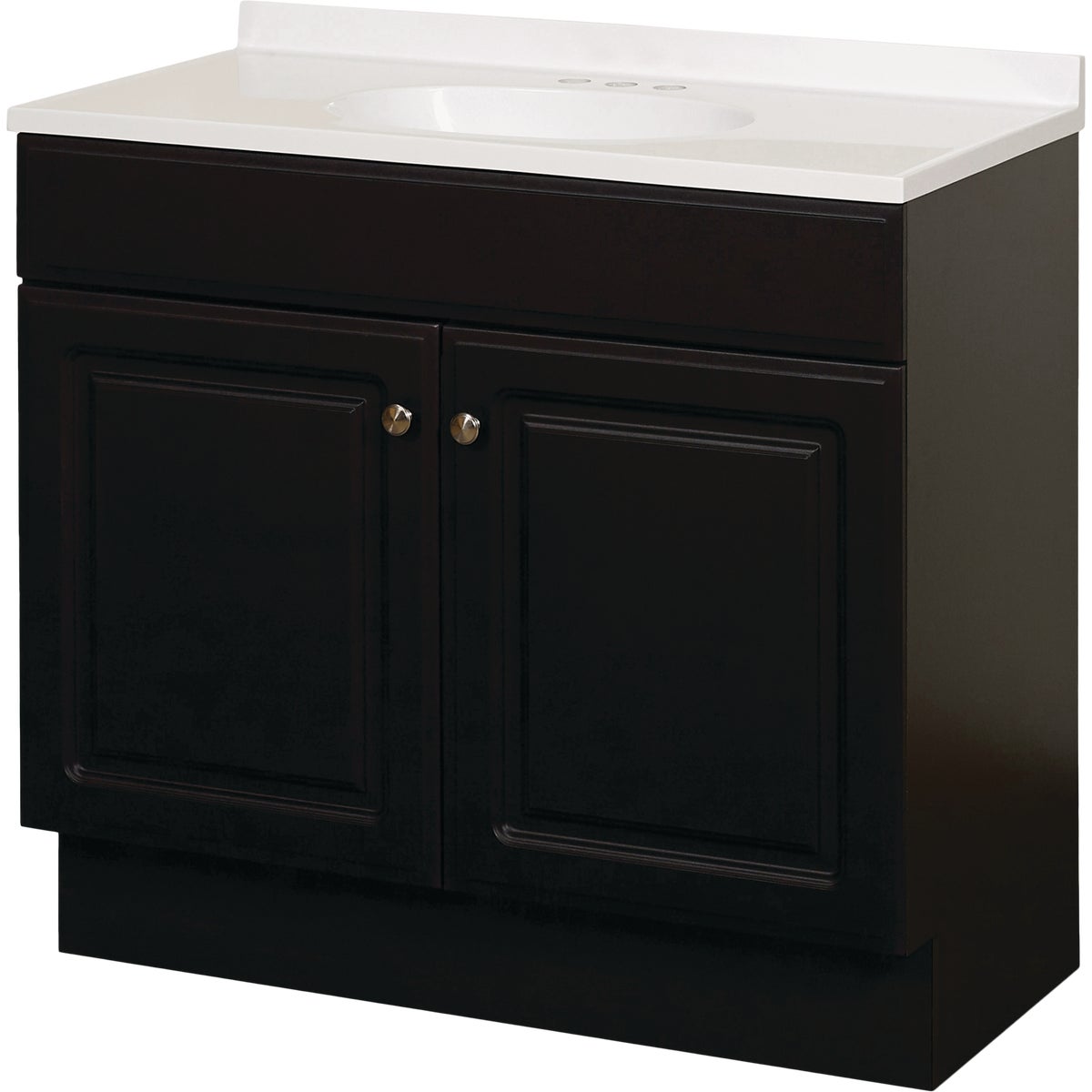 Zenith Zenna Home Espresso 36 In. W x 35 In. H x 18 In. D Vanity with White Cultured Marble Top