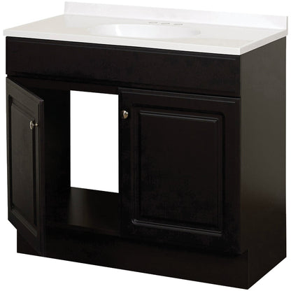 Zenith Zenna Home Espresso 36 In. W x 35 In. H x 18 In. D Vanity with White Cultured Marble Top