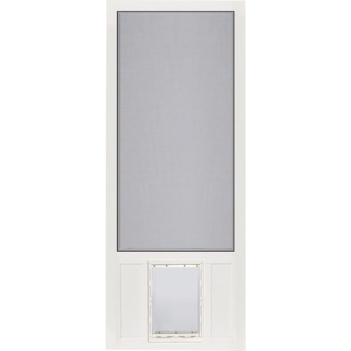 Screen Tight Chesapeake 36 In. W x 80 In. H x 1 In. Thick White Vinyl Screen Door w/XL Pet Door