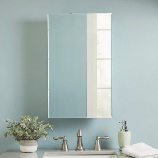 Zenith Zenna Home 16 In. W. x 26 In. H. x 4.5 In. D. Single Mirror Surface/Recess Mount Frameless Beveled Medicine Cabinet