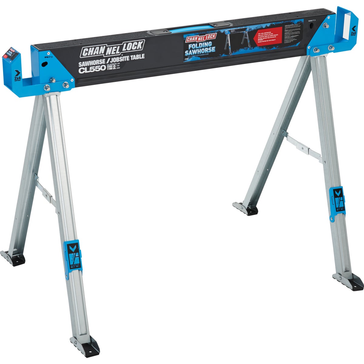 Channellock 46-1/2 In. L Steel Folding Sawhorse, 2200 Lb. Capacity