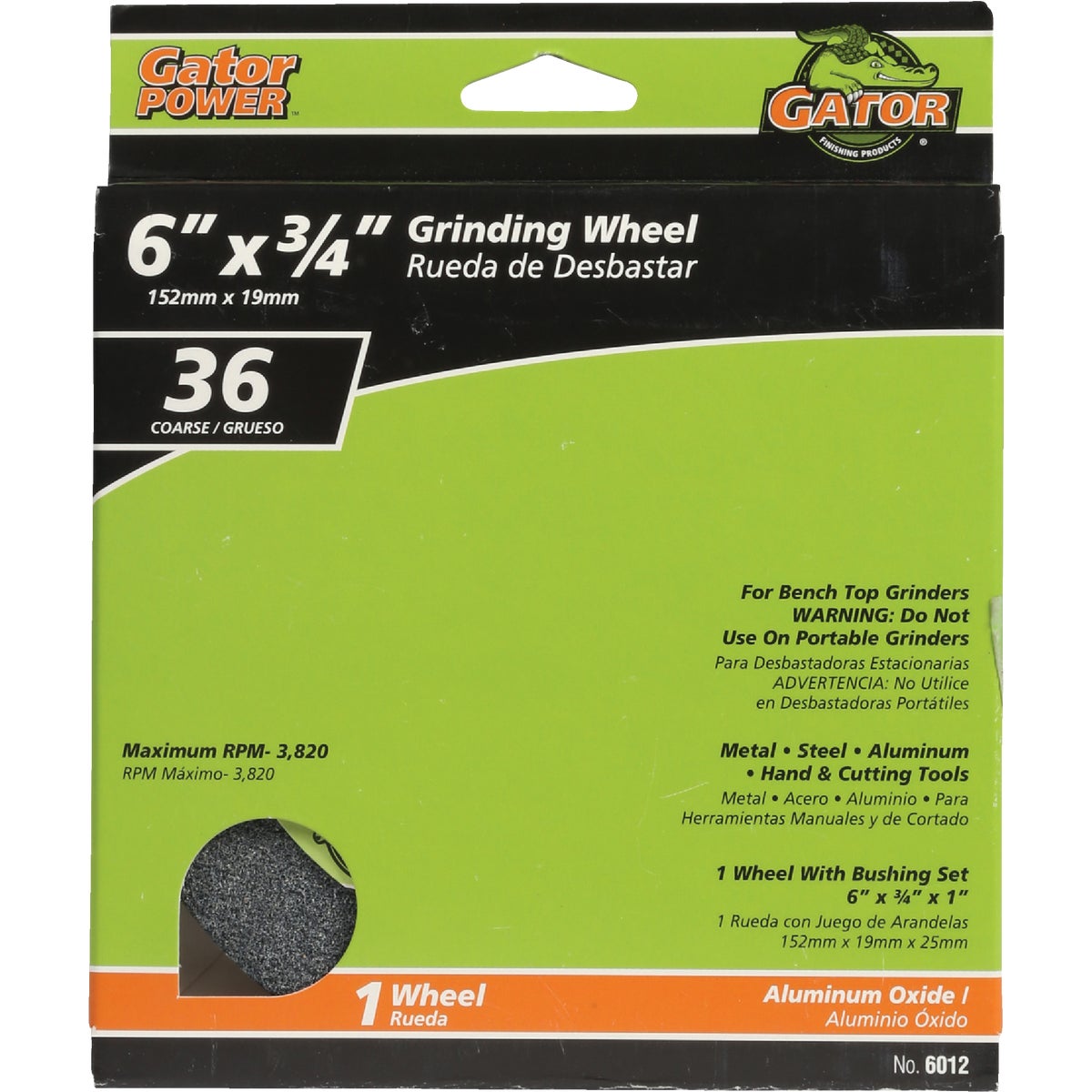 Gator Blade 6 In. 3/4 In. Adjustable - 1", 3/4", 5/8", 1/2" Bench Grinding Wheel