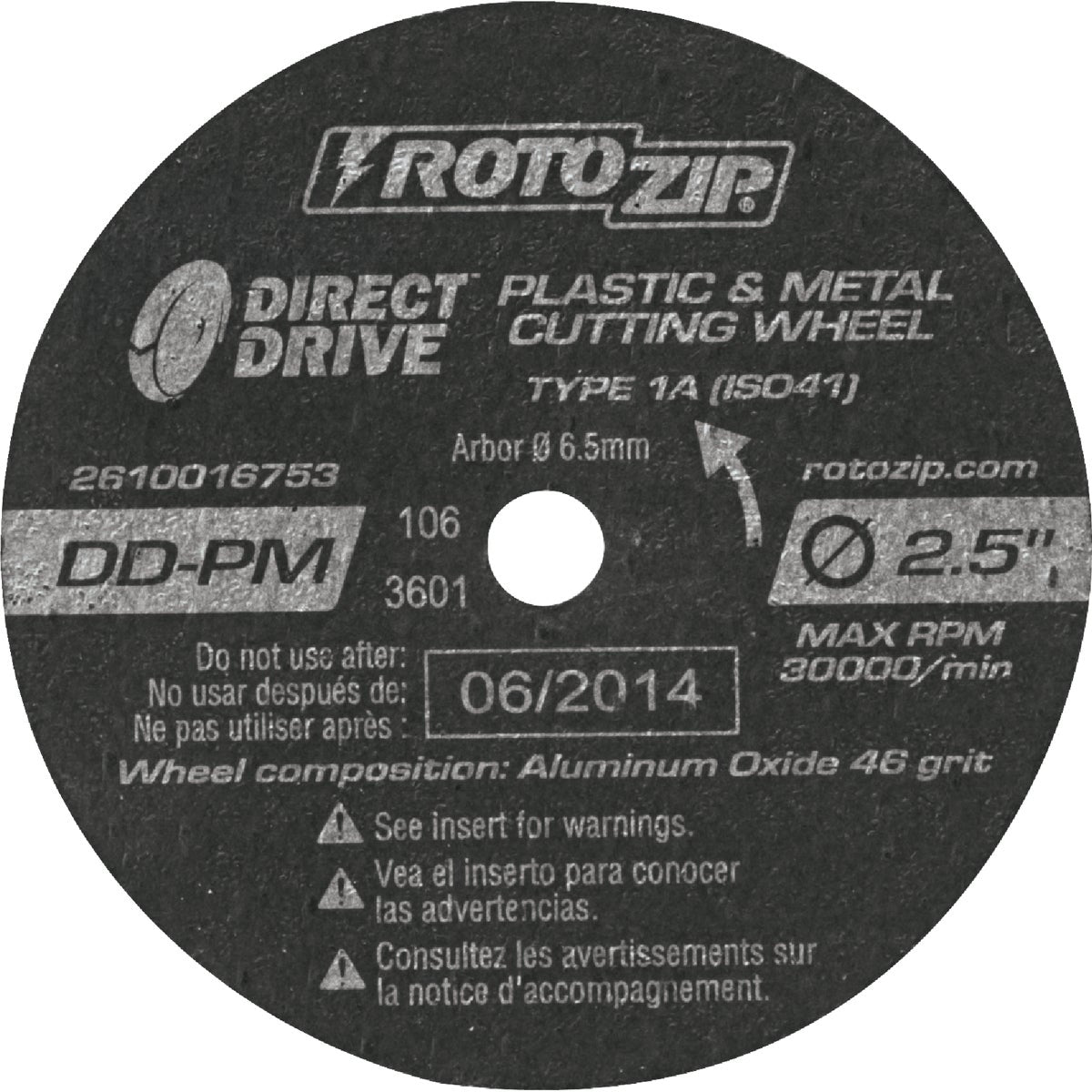 Rotozip Direct Drive 2-1/2 In. 30,000 rpm Plastic and Metal Cutting Wheel