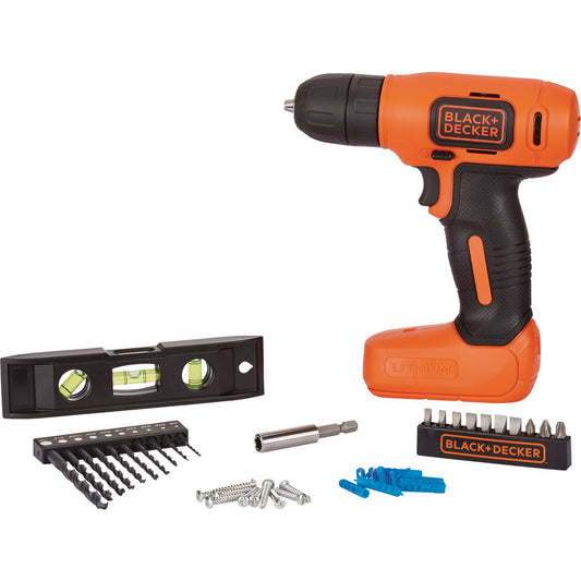 Black & Decker 8 Volt Lithium-Ion 3/8 In. Cordless Drill Home Project Kit