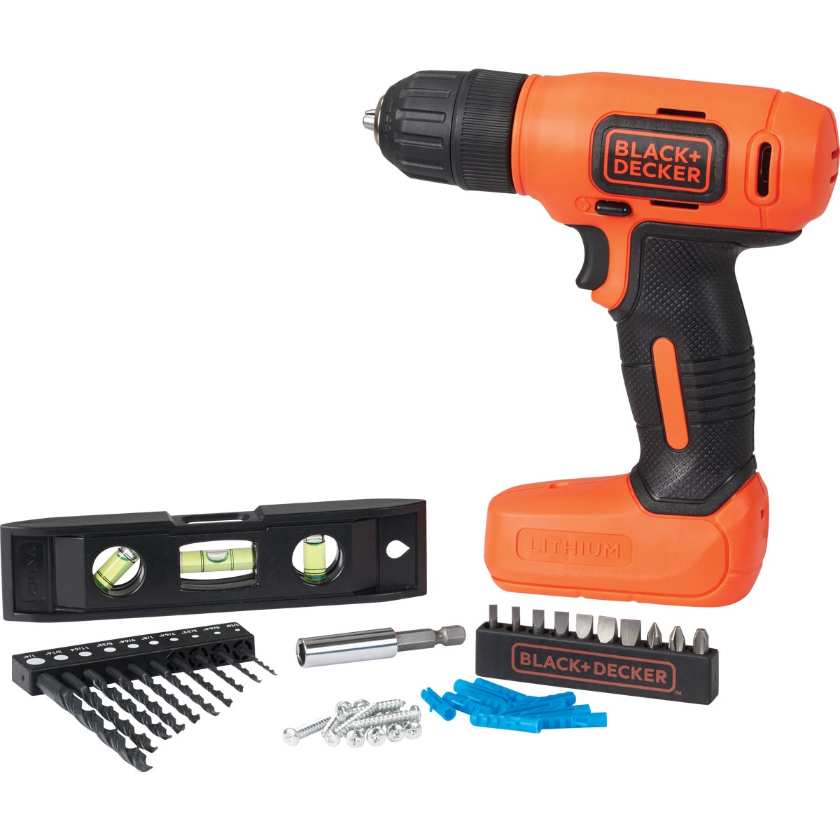 Black & Decker 8 Volt Lithium-Ion 3/8 In. Cordless Drill Home Project Kit