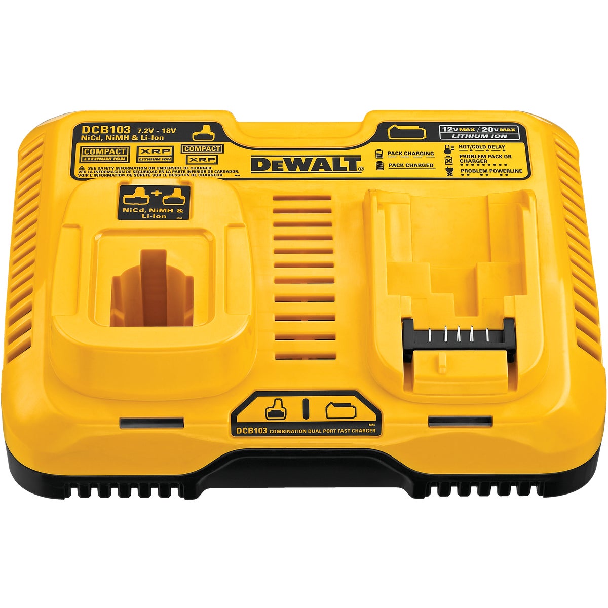 DeWalt 7.2 Volt to 20 Volt MAX Nickel-Cadmium/Nickel-Metal Hydride/Lithium-Ion Dual Port Fast Battery Charger