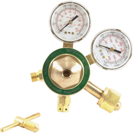 Forney Medium Duty Victor Compatible Forged Brass Body and Bonnets Oxygen Regulator