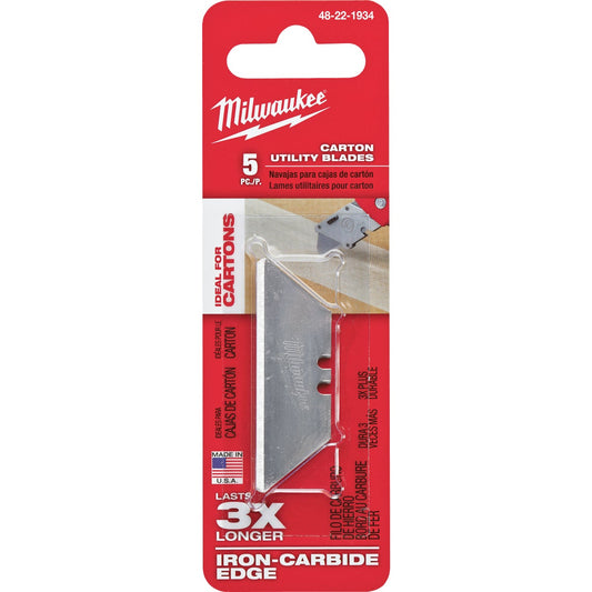 Milwaukee Carton 2-Point Rounded 2-3/8 In. Utility Knife Blade (5-Pack)