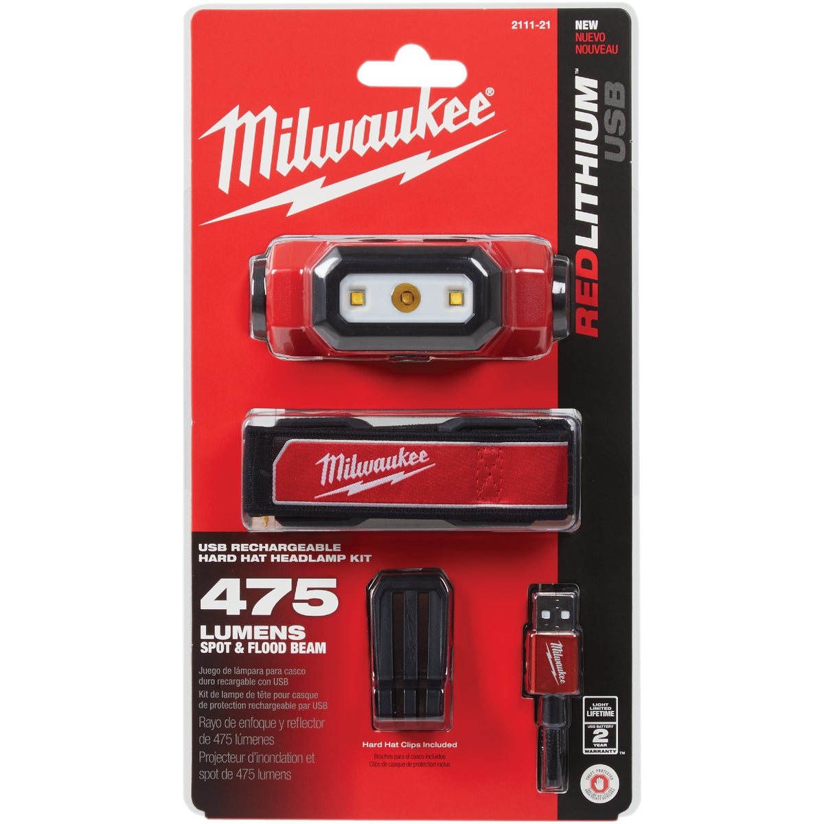 Milwaukee 475 Lm. LED REDLITHIUM USB Rechargeable Hard Hat Headlamp