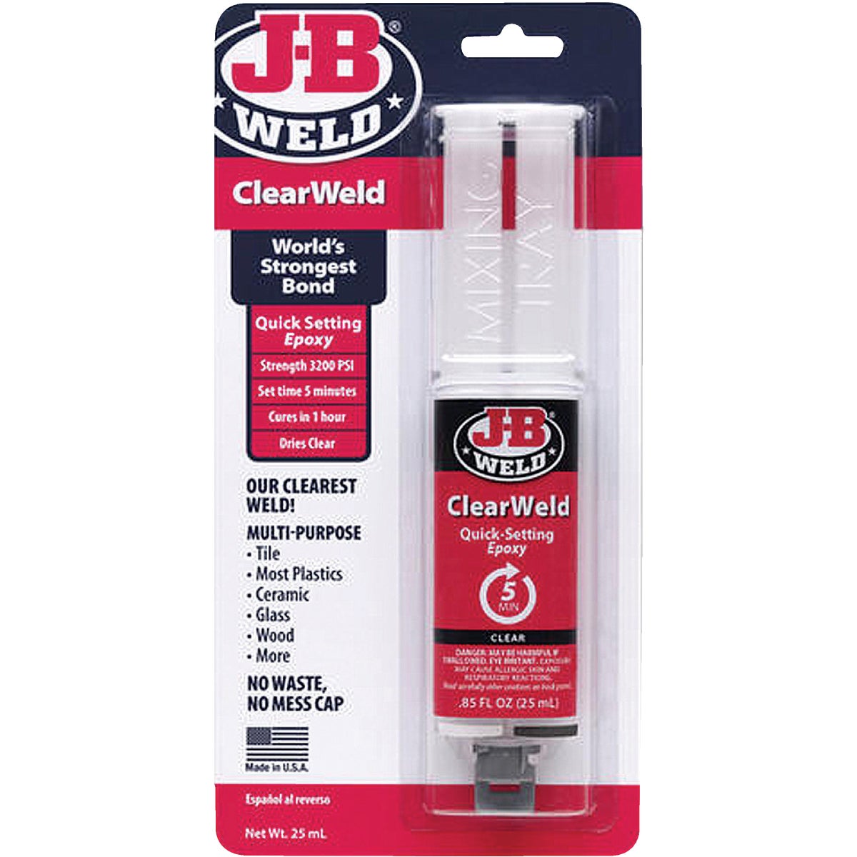 J-B Weld 0.85 Oz. ClearWeld Epoxy, Syringe