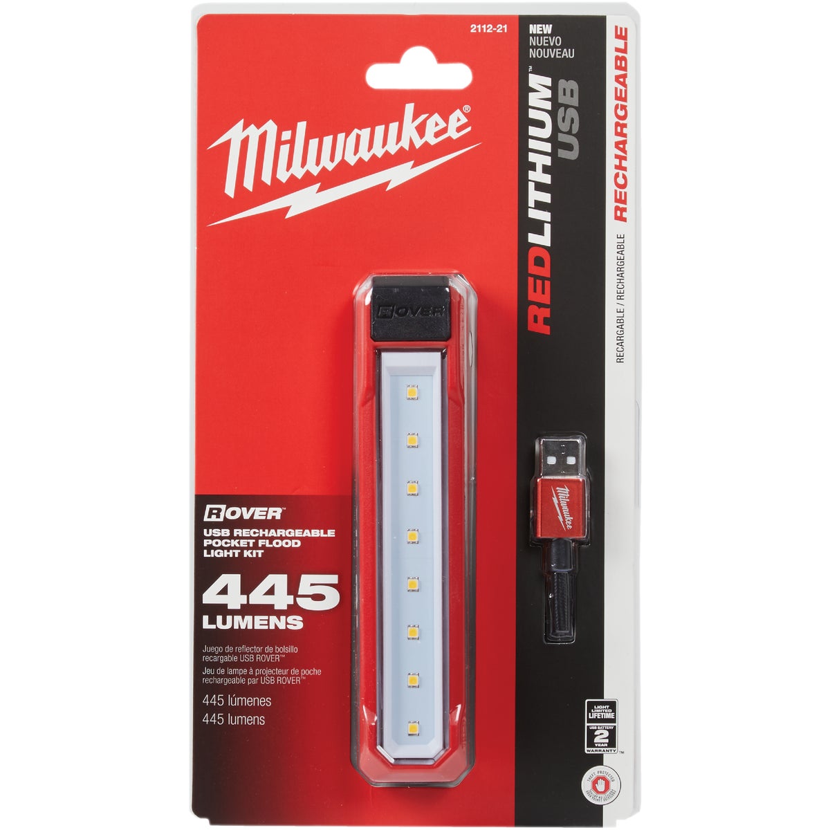 Milwaukee ROVER LED Aluminum REDLITHIUM USB Flood/Rechargeable Flashlight