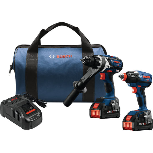 Bosch 2-Tool 18V Lithium-Ion Brushless Hammer Drill/Driver & Impact Driver Cordless Tool Combo Kit