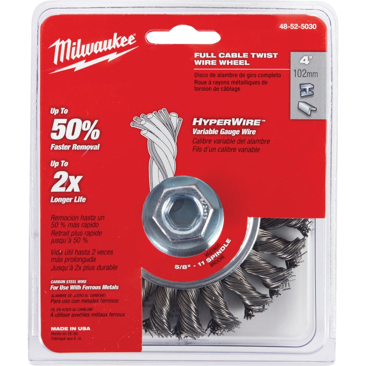 Milwaukee 4 In. Full Cable Knot .020 In./.023 In. Angle Grinder Wire Wheel