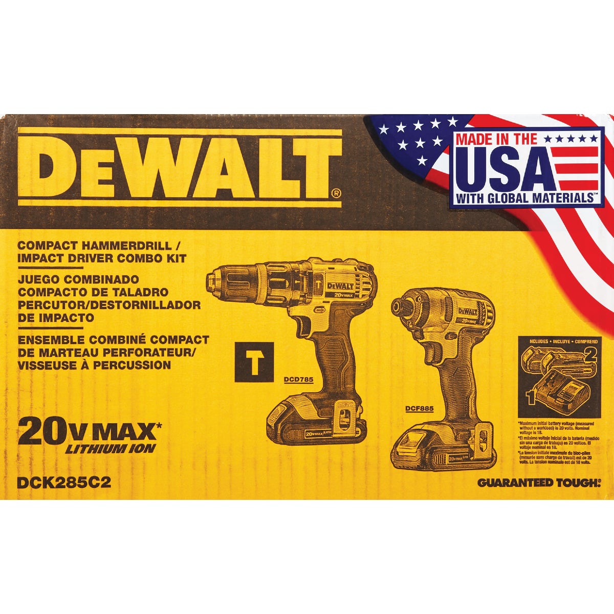 DeWalt 2-Tool 20 Volt MAX Lithium-Ion Compact Hammer Drill & Impact Driver Cordless Tool Combo Kit