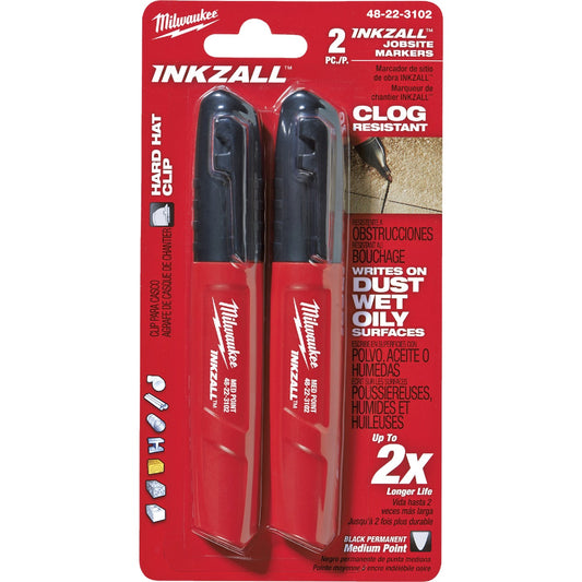 Milwaukee INKZALL Medium Point Black Job Site Marker (2-Pack)